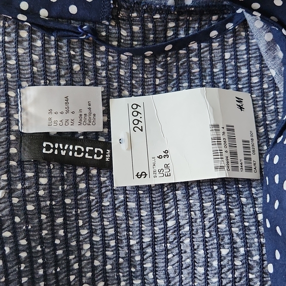HM Divided polka dot size 6 mini dress WITH TAGS - Picture 7 of 9